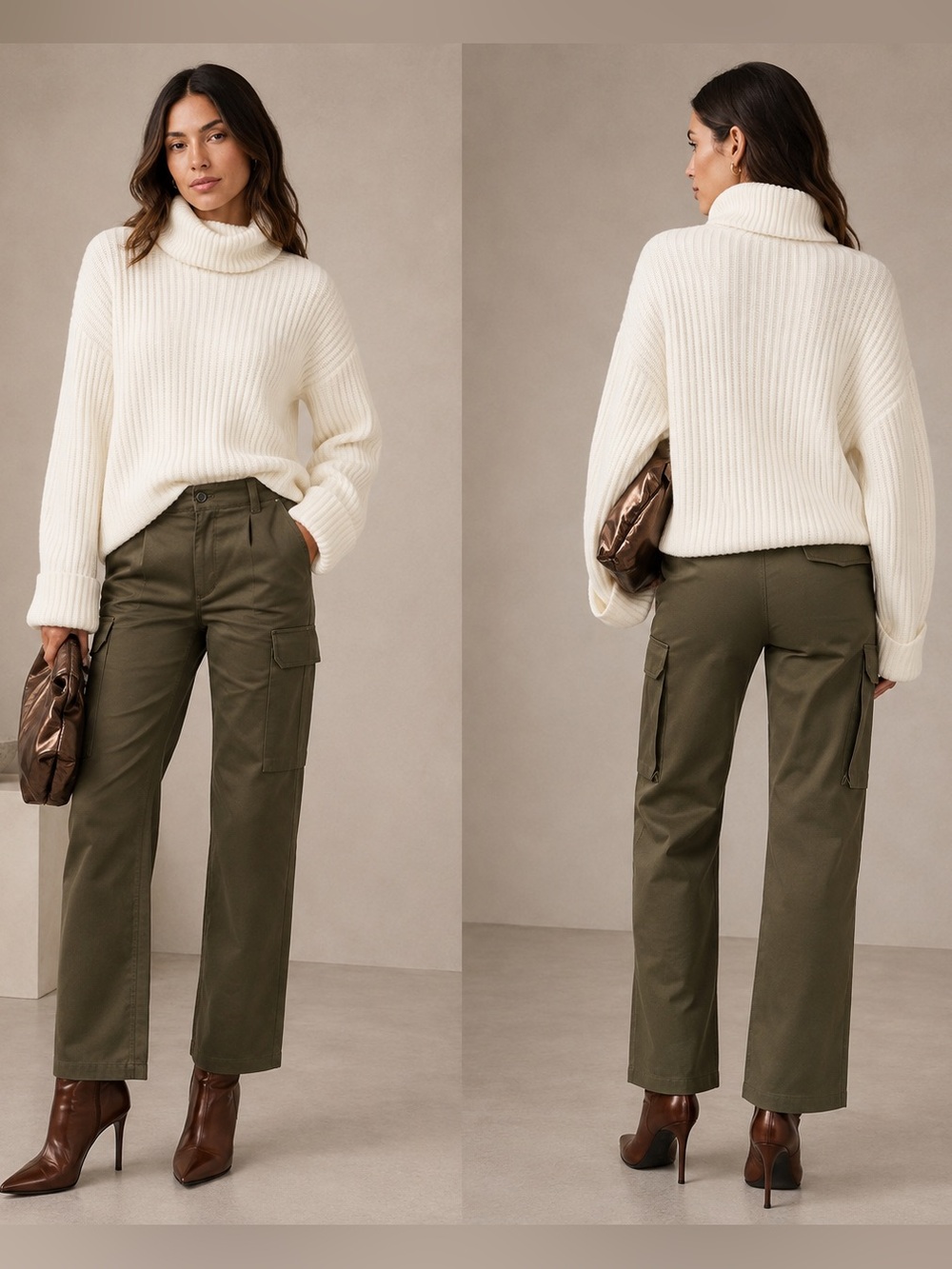 Nili Lotan Yannic Cargo Pants Olive Green High Rise Utility Size 4